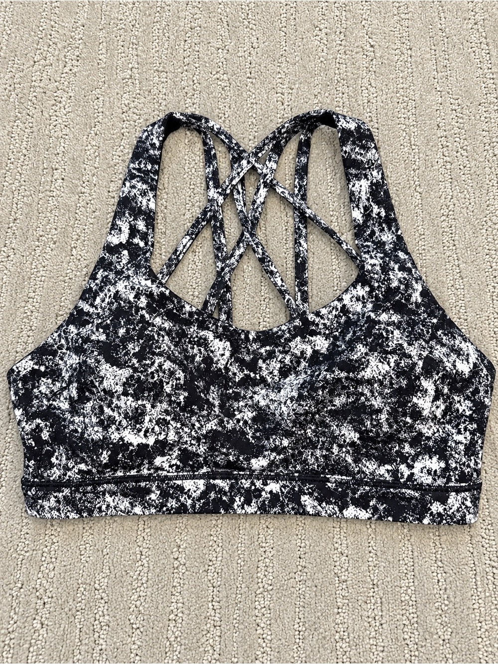 Lululemon Free To Be Serene Bra Misted Jacquard Black White Size 6
